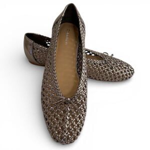 CALVIN KLEIN Women's Zatoria Woven Metallic Ballet Flats, EUC! Size 9.5